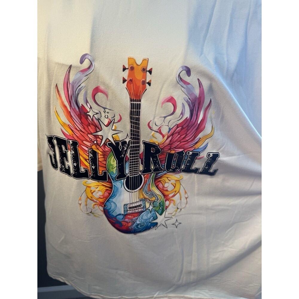 Jelly Roll Graphic T-Shirt 2XL White /Cream Guitar Wings 100% Polyester NWOT - Picture 5 of 7